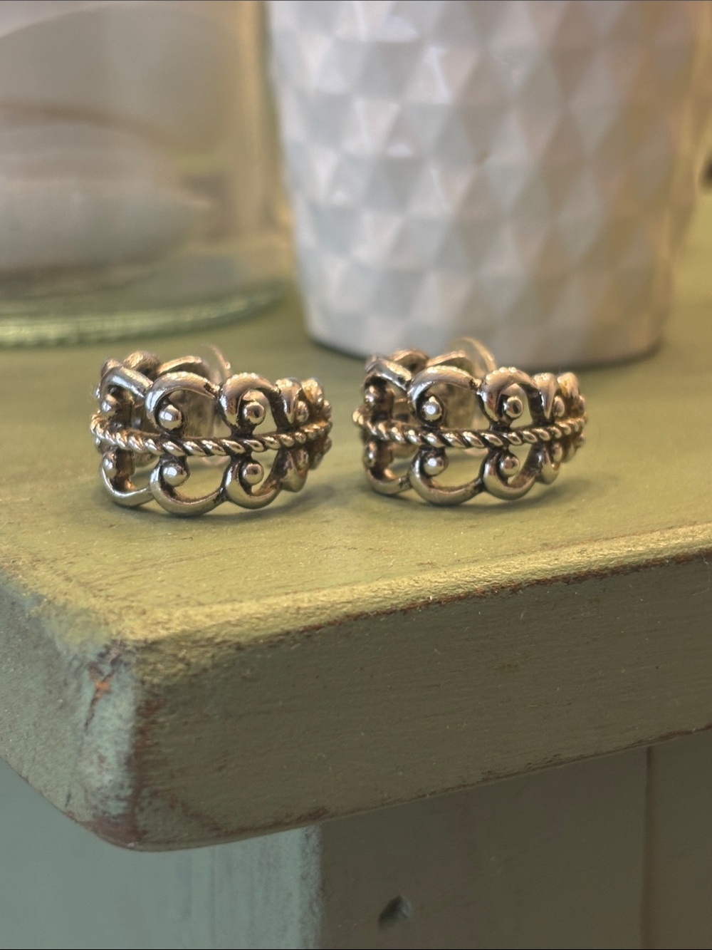 Ornate Silver Filigree Hoop Earrings - Classic Silver